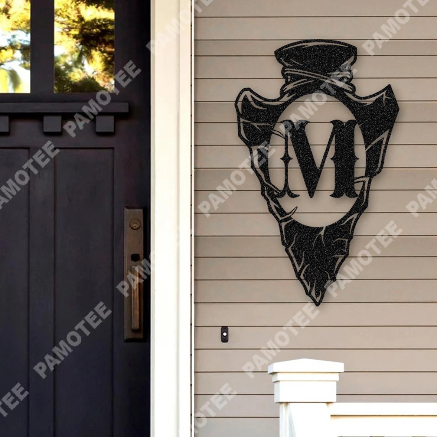 Personalized First Letter American Native Arrowhead Metal Sign, Steel Wall Hanging, Metal Laser Cut Metal Signs Custom Gift Ideas