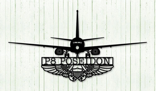 P8 Poseidon With Naval Flight Officer (nfo) Wings Metal Sign Cut Metal Sign Wall Decor