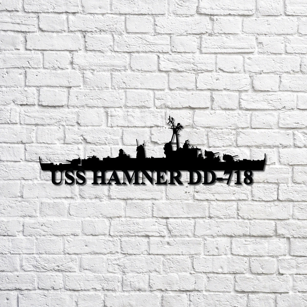 Uss Hamner Dd718 Navy Ship Metal Sign, Memory Wall Metal Sign Gift For Navy Veteran, Navy Ships Silhouette Metal Sign Laser Cut Metal Signs Custom Gift Ideas