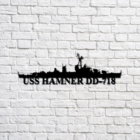 Uss Hamner Dd718 Navy Ship Metal Sign, Memory Wall Metal Sign Gift For Navy Veteran, Navy Ships - metal sign