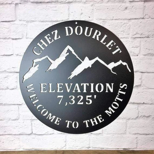 Rustic Mountain Elevation Welcome Sign Cut Metal Sign Metal House Sign - 8 inches - metal sign