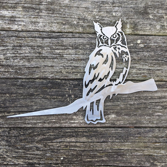Owl Metal Tree Sign Steel Owl Silhouette Hammer In Metal Tree Owl Raw Steel Or Black Powdercoat Indoor Or Outdoor Gift For Bird Lovers - 8 inches - metal sign