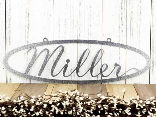 Custom Family Name Oval Metal Sign Silver Vein6.laser Cut Steel Family Sign Realtor Gift Custom Sign