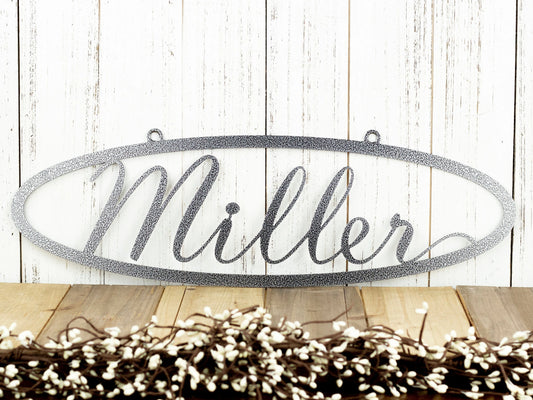 Custom Family Name Oval Metal Sign Silver Vein6.laser Cut Steel Family Sign Realtor Gift Custom Sign - 8 inches - metal sign