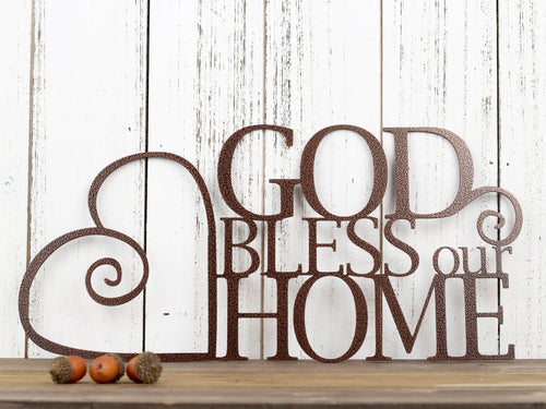 God Bless Our Home Metal Sign God Bless Heart Wall Hanging Metal Wall Decor Religious Decor Home Sign Sign