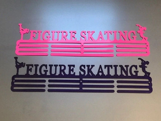 Figure Skating Medal Hanger Holder Display Rack 3 Rung Cut Metal Sign - 8 inches - metal sign