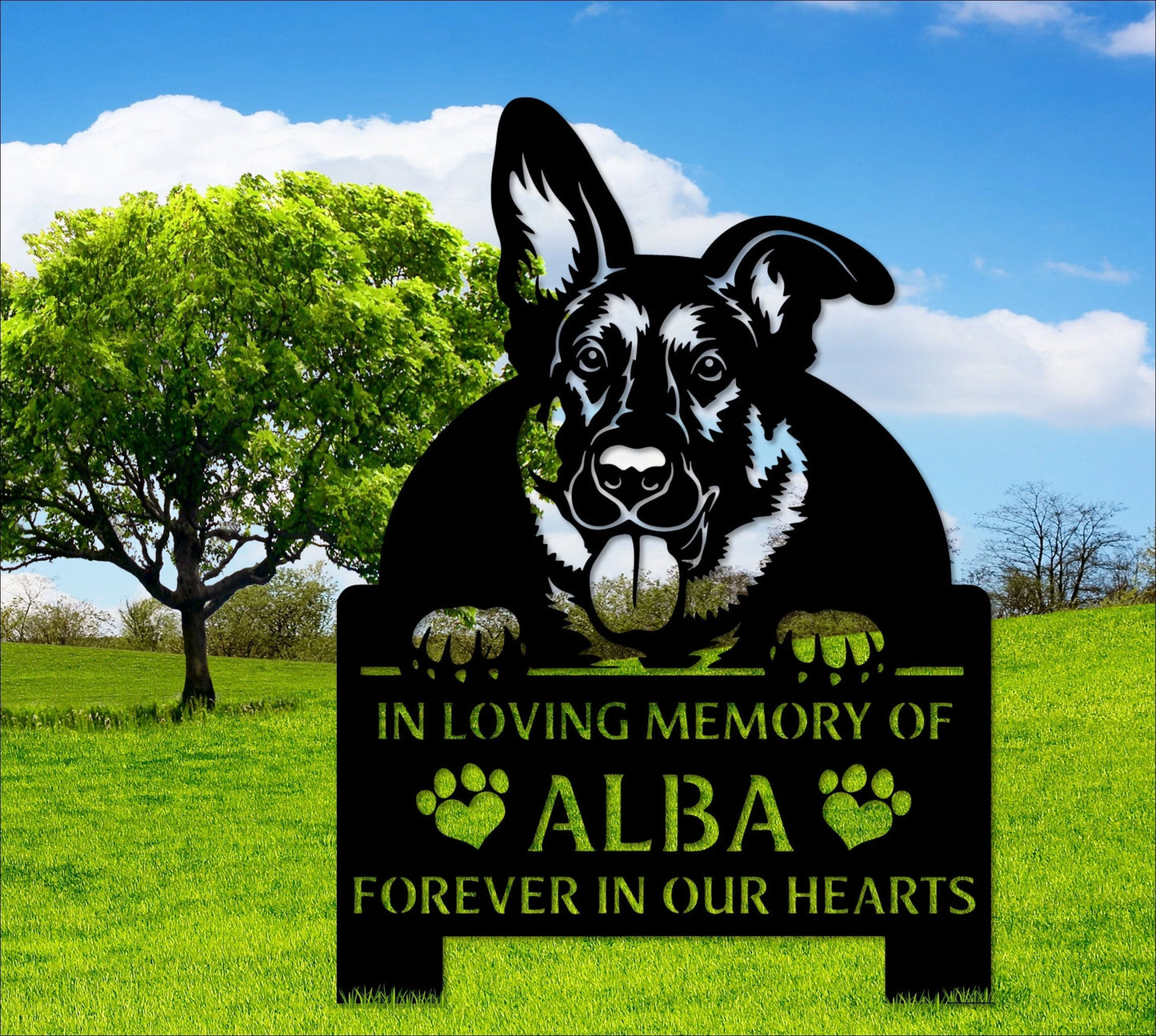 Dog Memorial German Shepherd Pet Grave Marker Custom Dog Sign Yard Sign With Stakes German Shepherd Memorial Sign Love Death