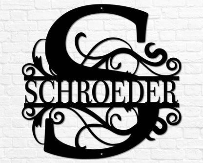 Last Name Metal Signs Personalized Metal Sign Custom Last Name Sign Family Name Sign Metal Wall Art Split Monogram Personalized Wedding Gift, Laser Cut Metal Signs Custom Gift Ideas