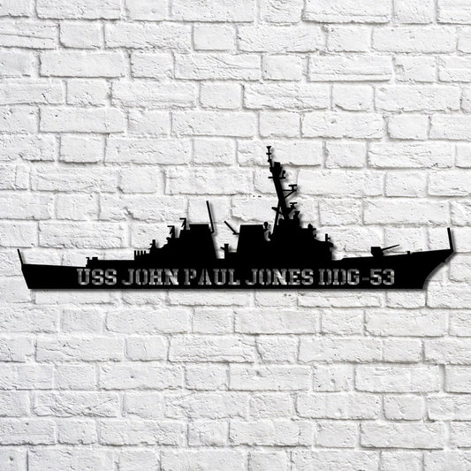 Uss John Paul Jones Ddg53 Navy Ship Metal Art, Custom Us Navy Ship Cut Metal Sign, Gift For Navy Veteran - metal sign