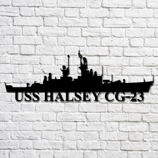 Uss Halsey Cg23 Navy Ship Metal Art, Custom Us Navy Ship Cut Metal Sign, Gift For Navy Veteran, Navy - metal sign