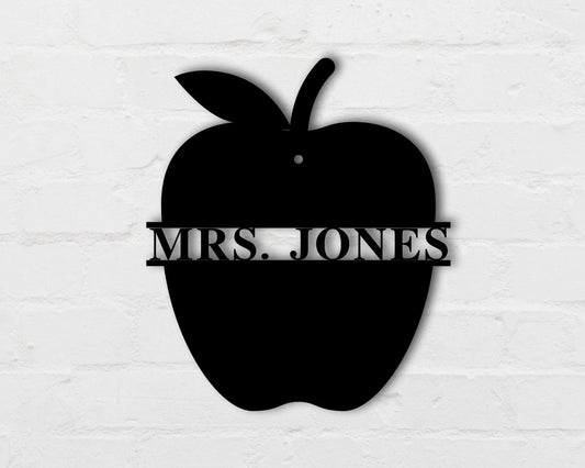 Custom Teacher Name Sign, Personalized Apple Sign, Back To School Gift, Teacher Gift Laser Cut Metal Signs Custom Gift Ideas - 8 inches - metal sign