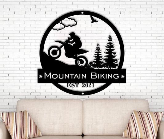 Mountain Biking Sign, Custom Cut Metal Sign, Personalized Gift, Metal Sign, Wall Hangings, Metal Decor - metal sign