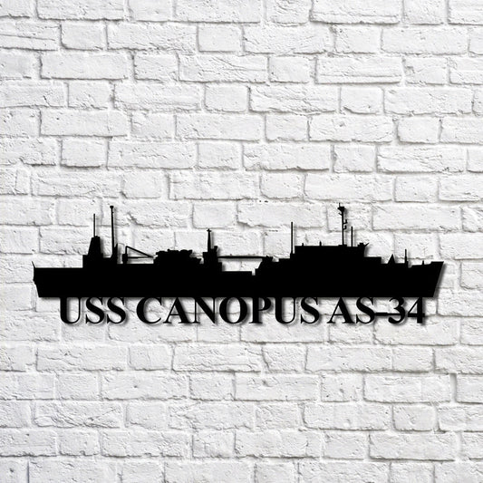 Uss Canopus As34 Navy Ship Metal Art, Custom Us Navy Ship Cut Metal Sign, Gift For Navy Veteran, Navy - metal sign