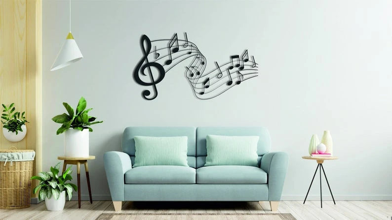 Music Stave Metal Art Metal wall decor Music time Music notes wall art Music house decoration Music lovers gift