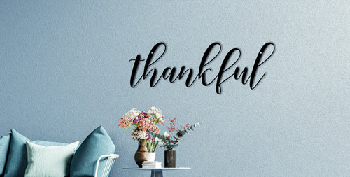 Thankful Script Metal Sign Christmas Gift Metal Wall Art Christmas Decor Wall Hanging Housewarming Gift Personalized Sign Laser Cut Metal Signs Custom Gift Ideas