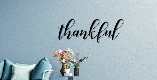Thankful Script Metal Sign Christmas Gift Metal Wall Art Christmas Decor Wall Hanging Housewarming Gift - metal sign