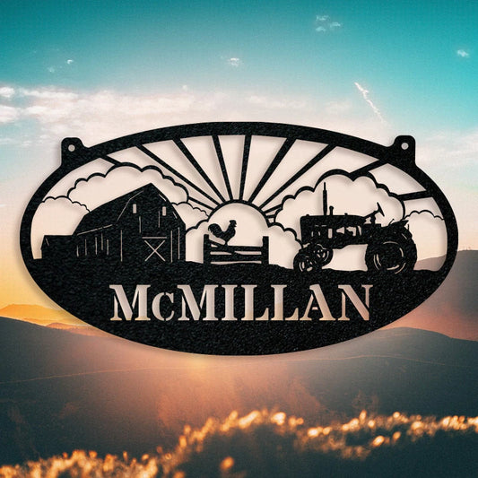 Oval Chicken Farm Monogram Fence Farm Life Sign Laser Cut Metal Signs Custom Gift Ideas - 8 inches - metal sign
