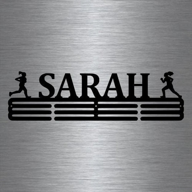Running Marathon Custom Name Medal Hanger Holder Display Rack 3 Rung, Cut Metal Sign, Metal Wall Art, Laser Cut Metal Signs Custom Gift Ideas