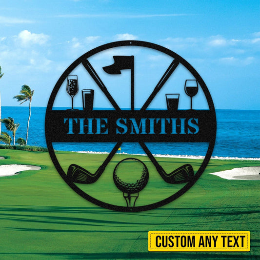 Custom 19th Hole Golf Metal Sign Monogram, Bar Sign, Man Cave Art Laser Cut Metal Signs Custom Gift Ideas - 8 inches - metal sign