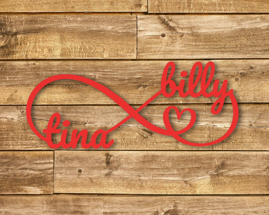 Personalized Couple Name Metal Sign Infinty Symbol Love Metal Sign Gifts Wedding Gift - 8 inches - metal sign