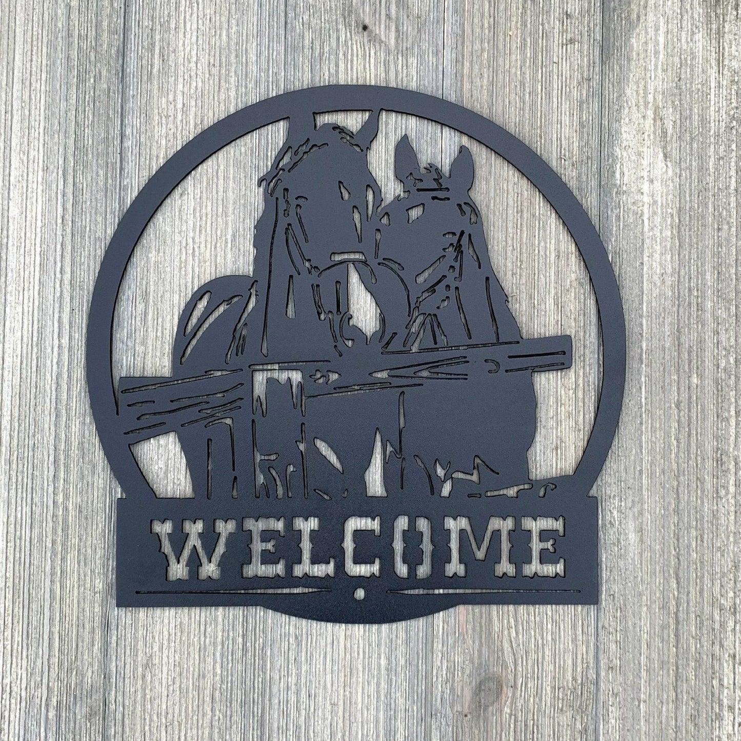 Horse Welcome Metal Sign Cutout Cut Metal Sign Wall Metal Art