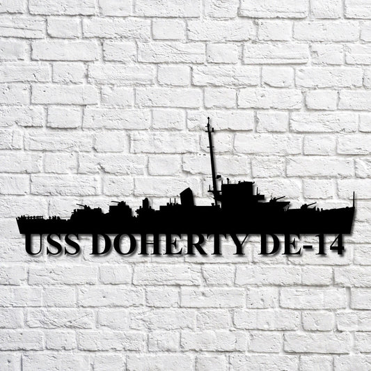 Uss Doherty De14 Navy Ship Metal Art, Custom Us Navy Ship Cut Metal Sign, Gift For Navy Veteran, Navy - metal sign