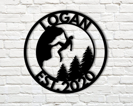 Personalized Rock Climber Sign Rock Climber Gift Custom Rock Climber Gift Outdoorsman Gift Outdoor Decor Custom Outdoor Name Sign - 8 inches - metal sign