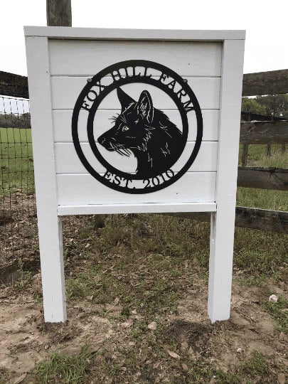 Red Fox Ranch Sign Cut Metal Sign Metal House Sign - 8 inches - metal sign