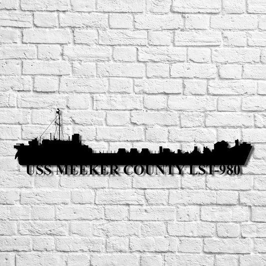 Uss Meeker County Lst980 Navy Ship Metal Art, Custom Us Navy Ship Cut Metal Sign, Gift For Navy Veteran - metal sign