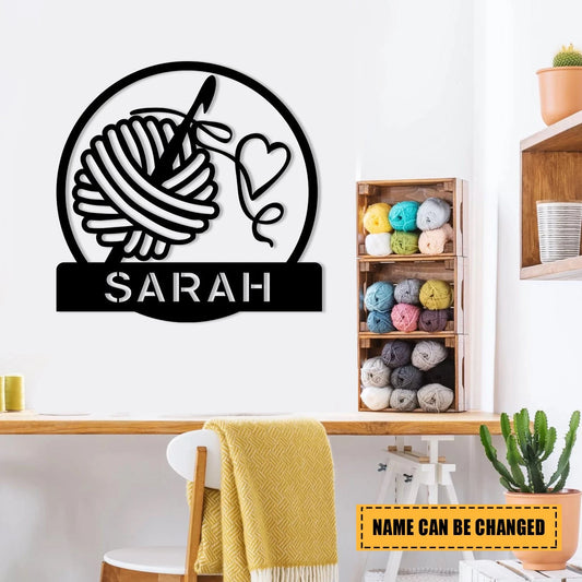 Crochet Knitting Metal Sign, Custom Wall Decor, Gift For Her, Mother, Grandma, Metal Laser Cut Metal Signs Custom Gift Ideas - 8 inches - metal sign