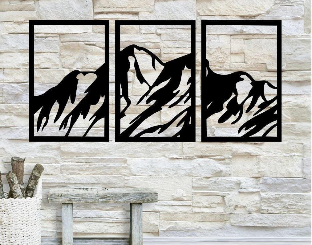 Three Piece Mountain 3 Piece Metal Mountain Decor