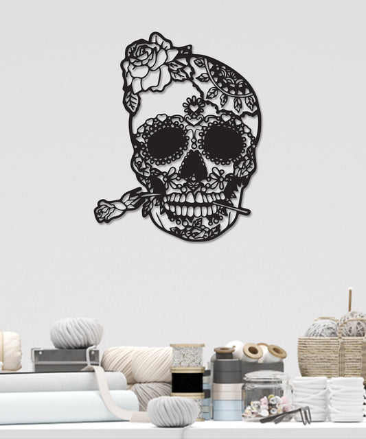 Floral Skull Sign For Home Skull Signs Mandala Skull Metal Sign Housewarming Gift House Decor Skull - 8 inches - metal sign