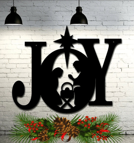 Jesus joy to the world Christmas Cut Metal Sign Laser Cut Metal Signs Custom Gift Ideas - 8 inches - metal sign