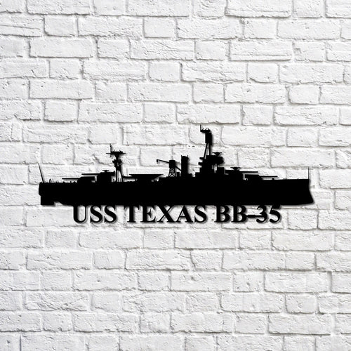Uss Texas Bb35 Navy Ship Metal Sign, Memory Wall Metal Sign Gift For Navy Veteran, Navy Ships Silhouette Metal Sign Laser Cut Metal Signs Custom Gift Ideas