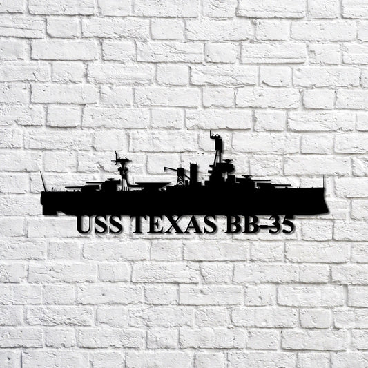 Uss Texas Bb35 Navy Ship Metal Sign, Memory Wall Metal Sign Gift For Navy Veteran, Navy Ships Silhouette Metal Sign Laser Cut Metal Signs Custom Gift Ideas
