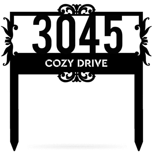 Lawn Address Monogram Cut Metal Sign Metal House Sign