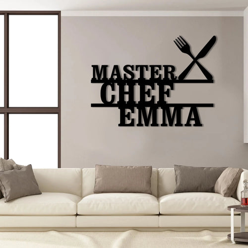 Personalized Name Cooking Master Chef Metal Sign, Custom Restaurant, Home Kitchen, Metal Laser Cut Metal Signs Custom Gift Ideas