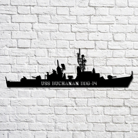 Uss Buchanan Ddg14 Navy Ship Metal Art, Custom Us Navy Ship Cut Metal Sign, Gift For Navy Veteran, Navy - metal sign