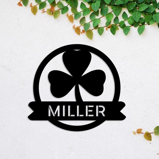 Personalized Three Leaf Clover Shamrock Irish Celtic Metal Sign, Wall Decor Gift, Metal Laser Cut Metal Signs Custom Gift Ideas - 8 inches - metal sign