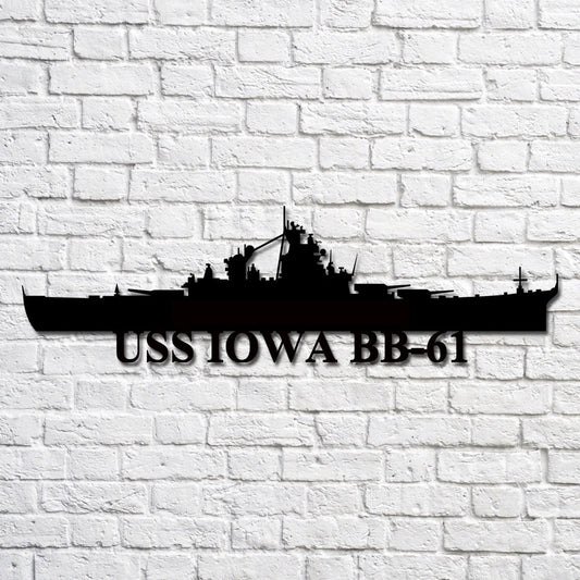 Uss Iowa Bb61 V2 Navy Ship Metal Art, Custom Us Navy Ship Cut Metal Sign, Gift For Navy Veteran, Navy - metal sign