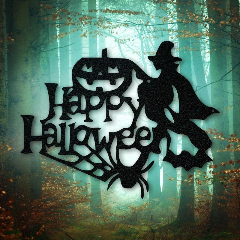 Happy Halloween Sign Metal Sign Haunted House Sign Scary Sign Spooky Sign