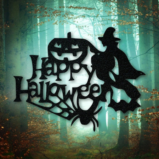 Happy Halloween Sign Metal Sign Haunted House Sign Scary Sign Spooky Sign - 8 inches - metal sign