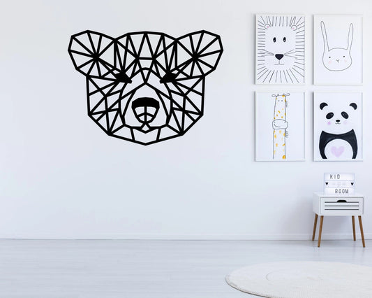 Geometric Bear Hanging Bear Figurine Bear Head Animal Decor Bear Wire Sculpture Kids Room - 8 inches - metal sign