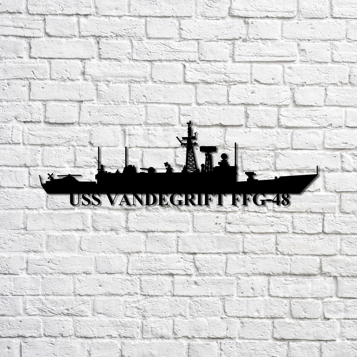 Uss Vandegrift Ffg48 Navy Ship Metal Sign, Memory Wall Metal Sign Gift For Navy Veteran, Navy Ships Silhouette Metal Sign Laser Cut Metal Signs Custom Gift Ideas