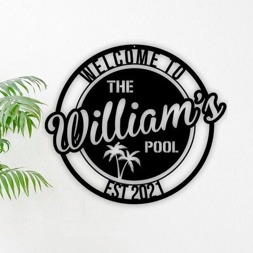 Personalized Family Pool Sign Swimming Pool Metal Sign Tiki Bar Pool Metal Sign Pool Oasis Personalized Sign For Pool Patio Decor
