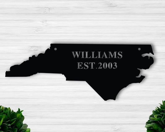 North Carolina Personalized North Carolina Established Sign North Carolina State Custom North Carolina Metal Sign - 8 inches - metal sign