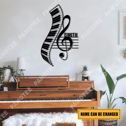 Personalized Piano Keys And Treble Clef Metal Sign, Housewarming Plaque For Piano Player, Metal Laser Cut Metal Signs Custom Gift Ideas - 8 inches - metal sign