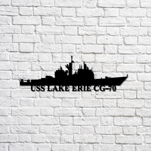Uss Lake Erie Cg70 Navy Ship Metal Sign, Memory Wall Metal Sign Gift For Navy Veteran, Navy Ships Silhouette Metal Sign Laser Cut Metal Signs Custom Gift Ideas