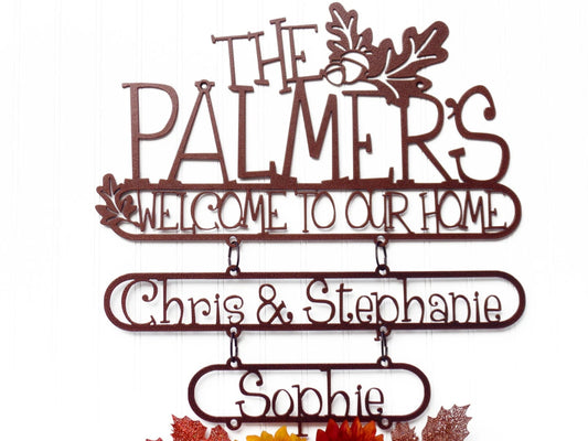 Custom Family First & Last Name Metal Signs With Child Name Sign Copper, Outdoor Sign, Custom Sign - metal sign