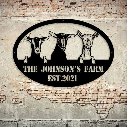 Goat Farm Metal Sign Metal Farm Sign Farmhouse Decor Family Name Custom Sign Metal Garden Sign Farmer Gift Farm Metal Art